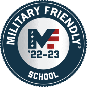 Circular badge indicating that CCS has a military friendly school ceritifcation for 2022-2023