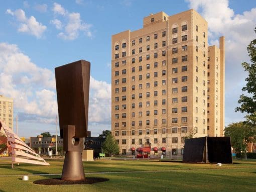 Sculpture Garden and Art Center Dorm Building.