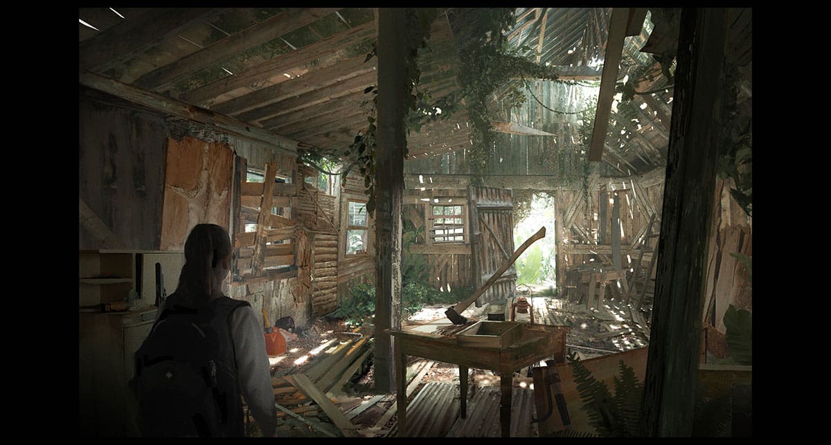Digital Concept Design of the inside of an abandoned wooden cabin deep in the jungle. Made by CCS student, Jeremy Hunter.