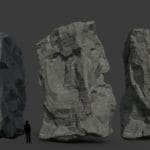 Digital rendering of three giant rock slabs