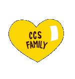 an animated heart that says "CCS Family."