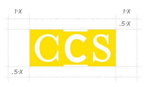 Spacing Short Logo A diagram showing spacing and margins for the CCS Logo