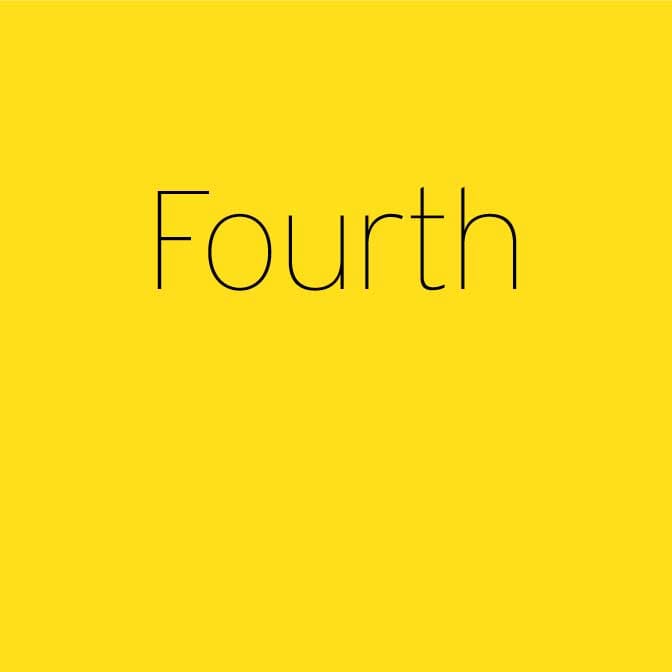 Black text that says "fourth" on a yellow background