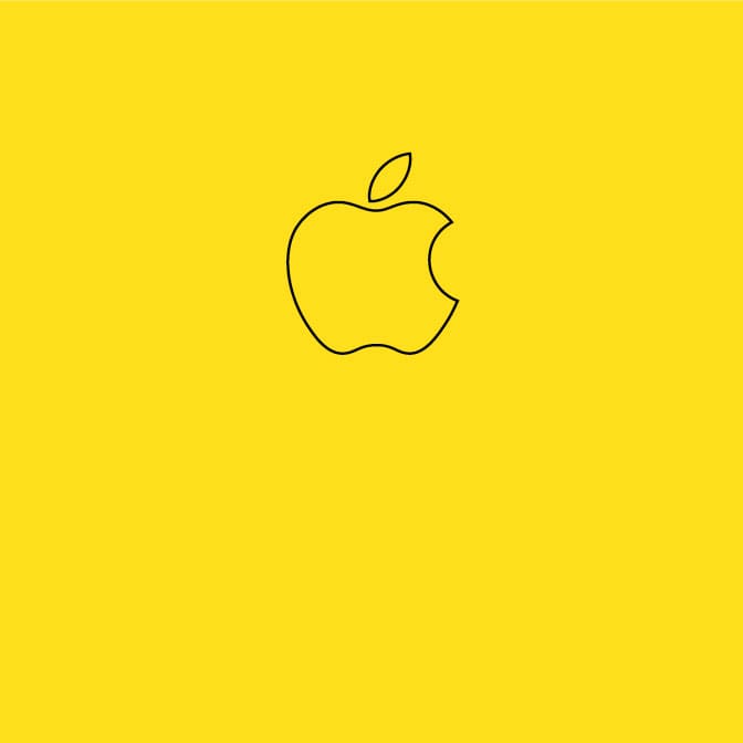 Black icon of the Apple logo on a yellow background