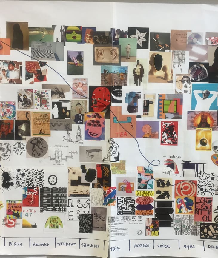 CD messy work idea board with lots of images and pictures