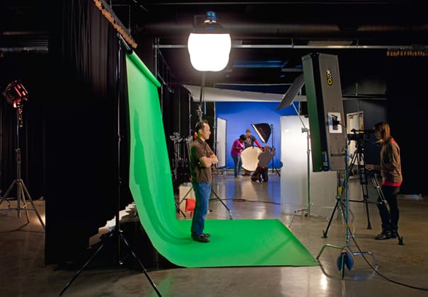 photograph of a green room filming studio in the Entertainment Arts department