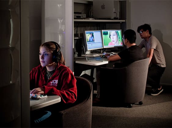 Students designing on computer software in the Entertainment Arts department