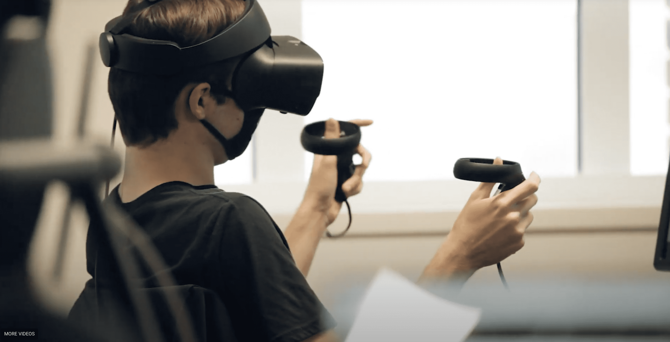a student using a virtual reality headset for a Transportation Design class