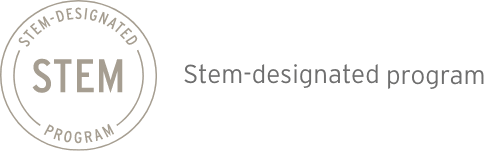 stem-horizontal@2x a badge with the text "STEM Designated Program" next to it in grey text.