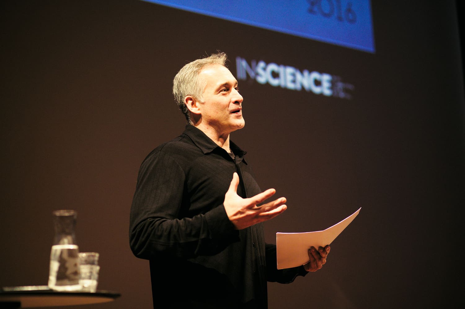 Image of Liberal ASrts chair James Garvey giving a lecture on stage