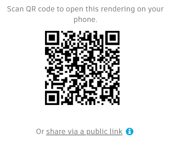 A QR code that opens to show you an augmented reality rendering done like a student