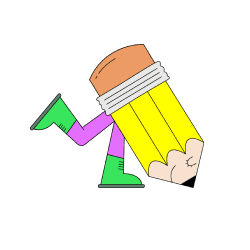 cartoon image of a pencil with legs