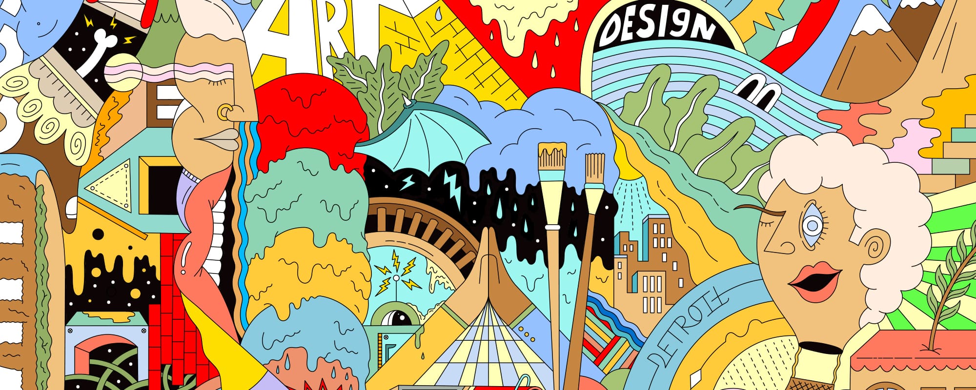 bright colorful doodle of art and design images