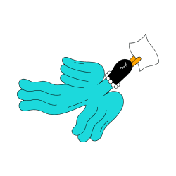 Cartoon image of a bird flying with a document