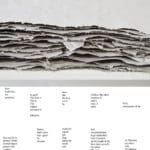 mixed media, an image of tattered book pages with scattered poetry at the bottom