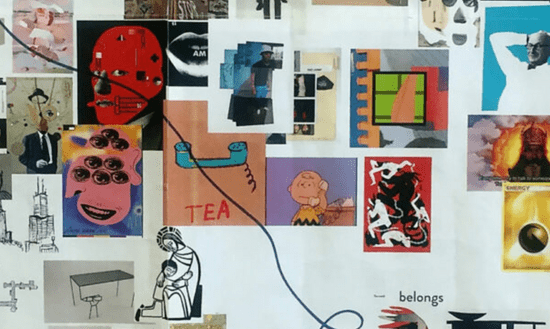 Untitled design (3) birds eye view of a colorful. mixed media collage