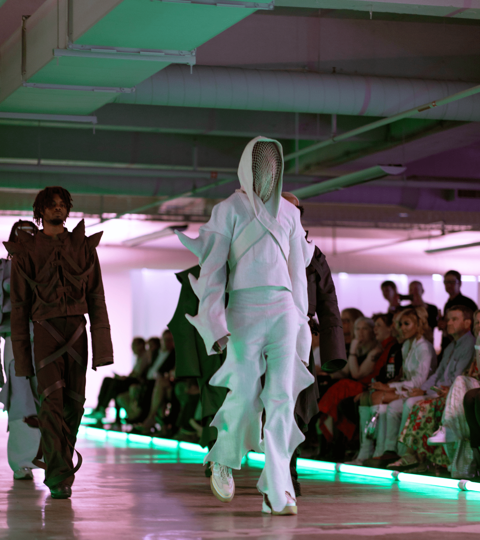 CCS Student modeling fashion apparel on the runway