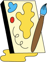 easel and paintbrush illustration