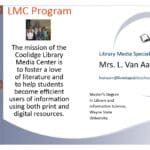 Advertisement brochure of Library Media Specialist Mrs. Aartsen.