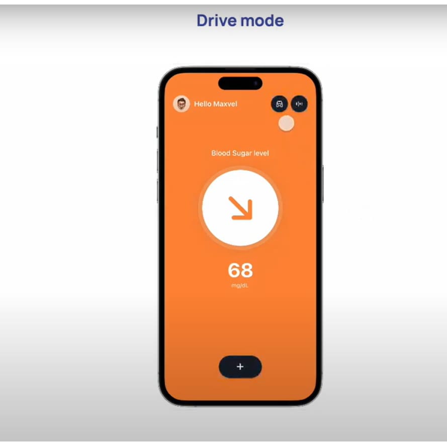 Orange phone application with an arrow in white
