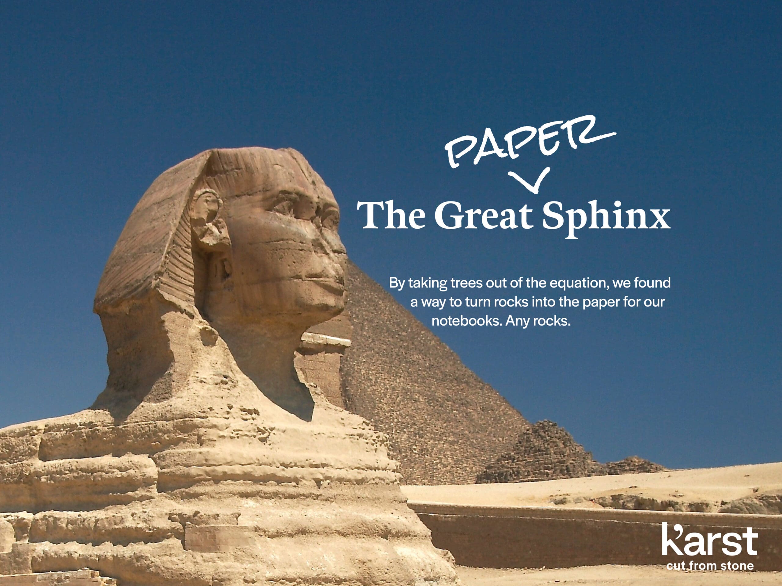 Photo of the Great Sphinx with white text that says "The Great Paper Sphinx"