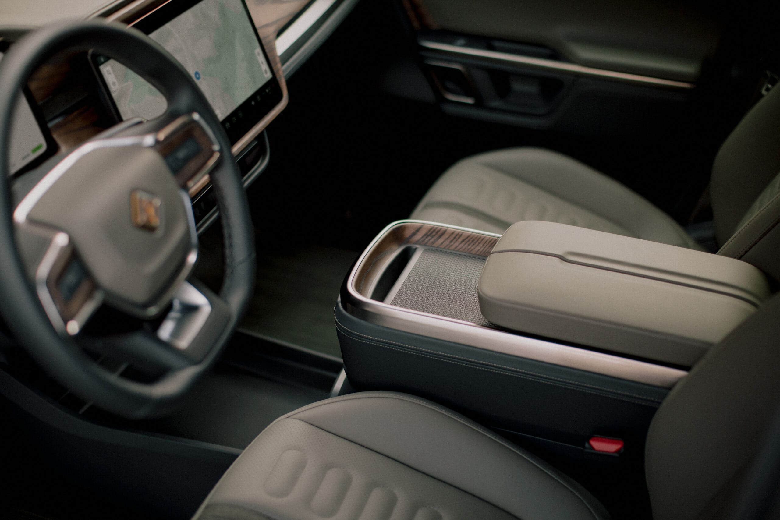 Photo of a grey leather car interior