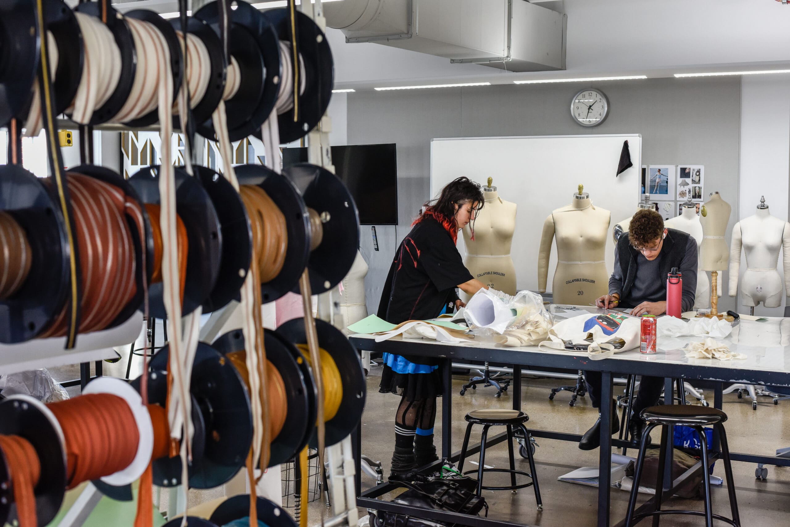 interior design students working in the studio