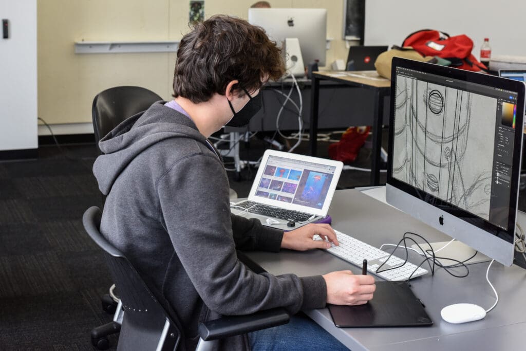 students working in the visdev lab