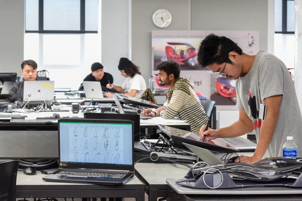 Students using the Transportation Design facilities.