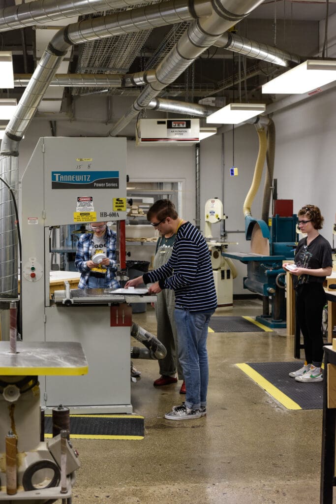 Student working in the TC model shop