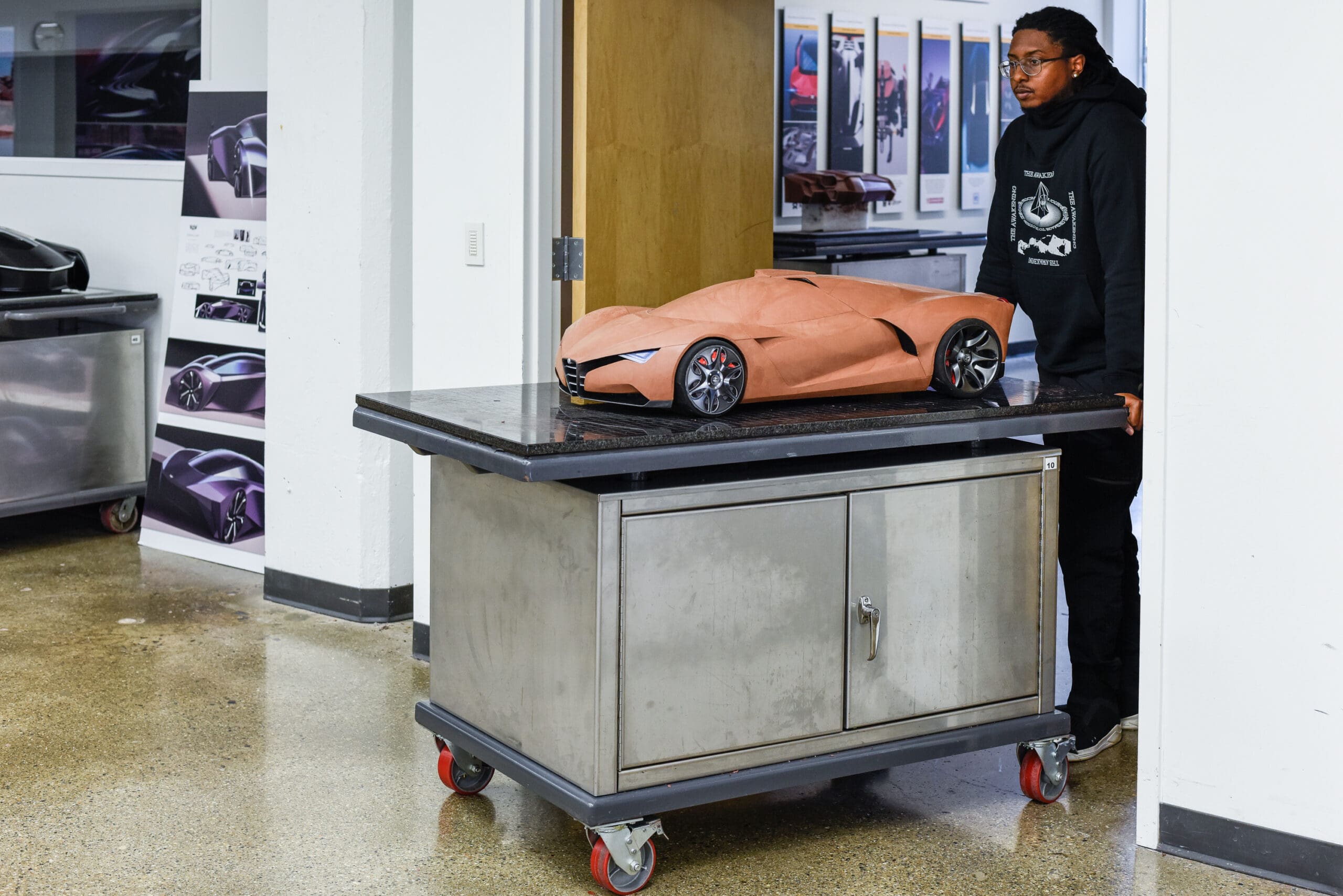 Student working in the TC transportation design studio