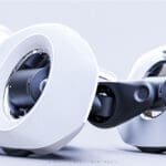 Close up of a 3D rendered white sports vehicle