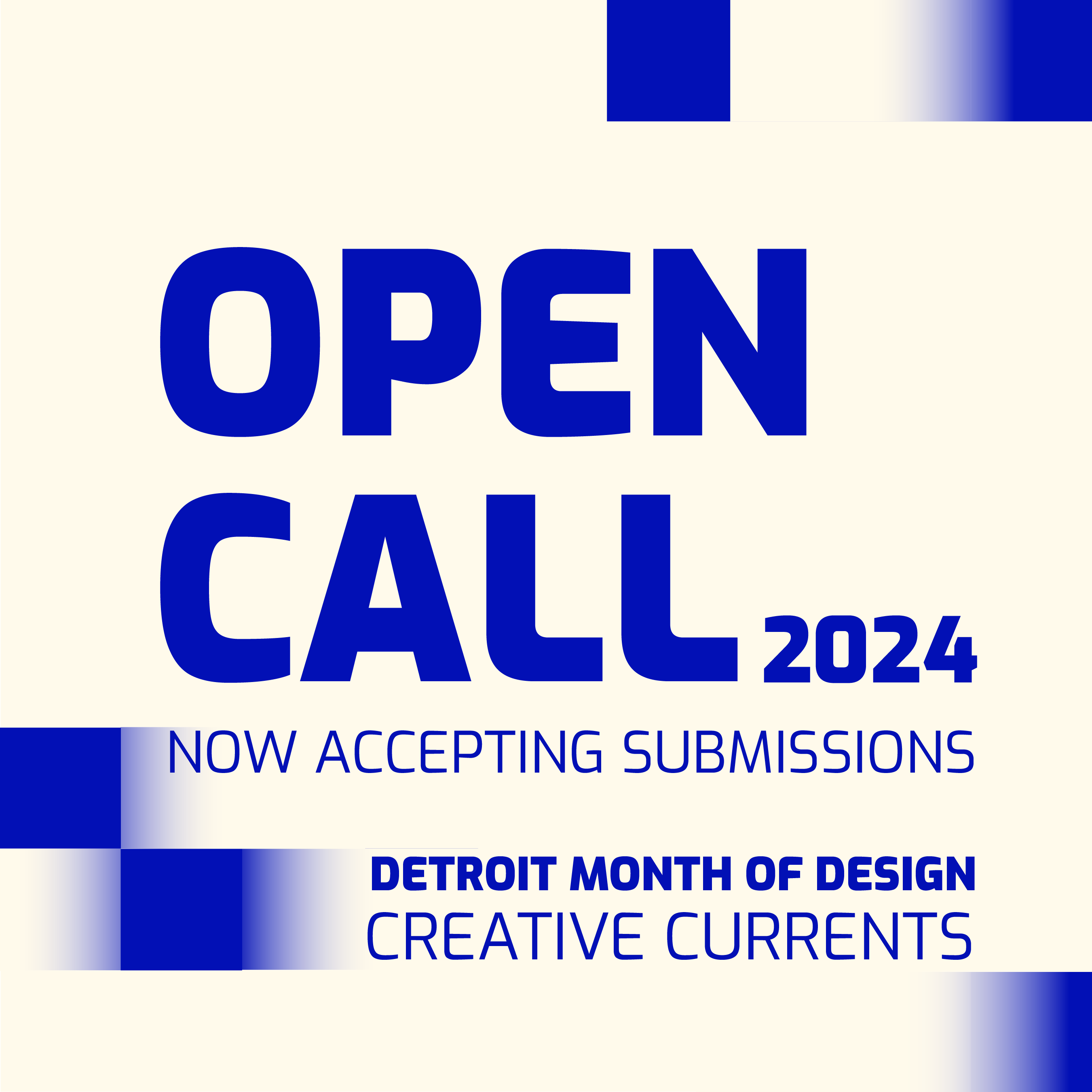 Open Call graphic for submissions for Detroit Month of Design Creative Currents