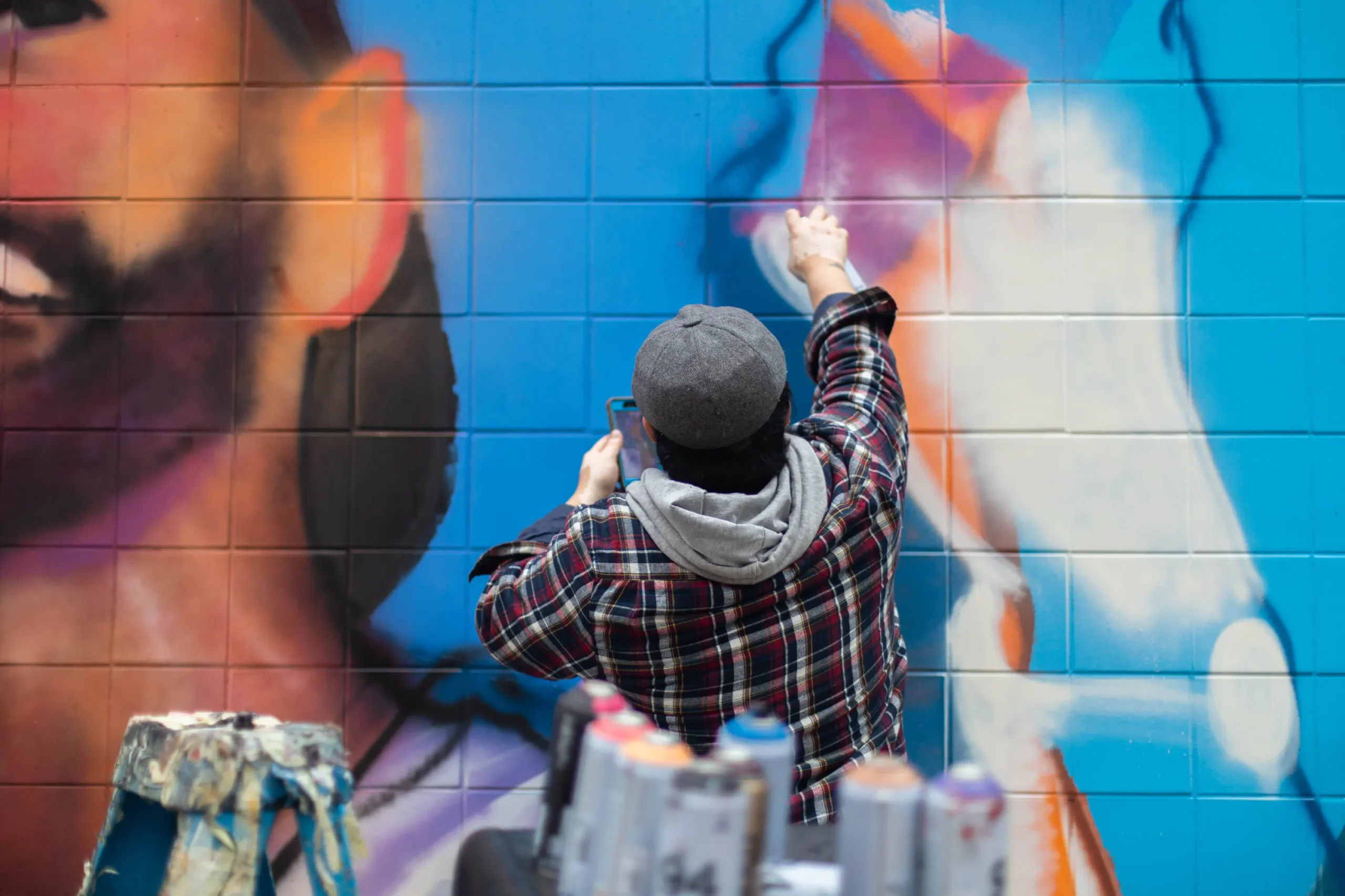 Anthony Lee mural in progress.