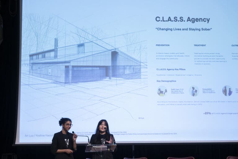 Yostina Kaoud '24, Color & Materials Design, and An Luu '25, Interior Design, presenting for Unfold at Milan Design Week.