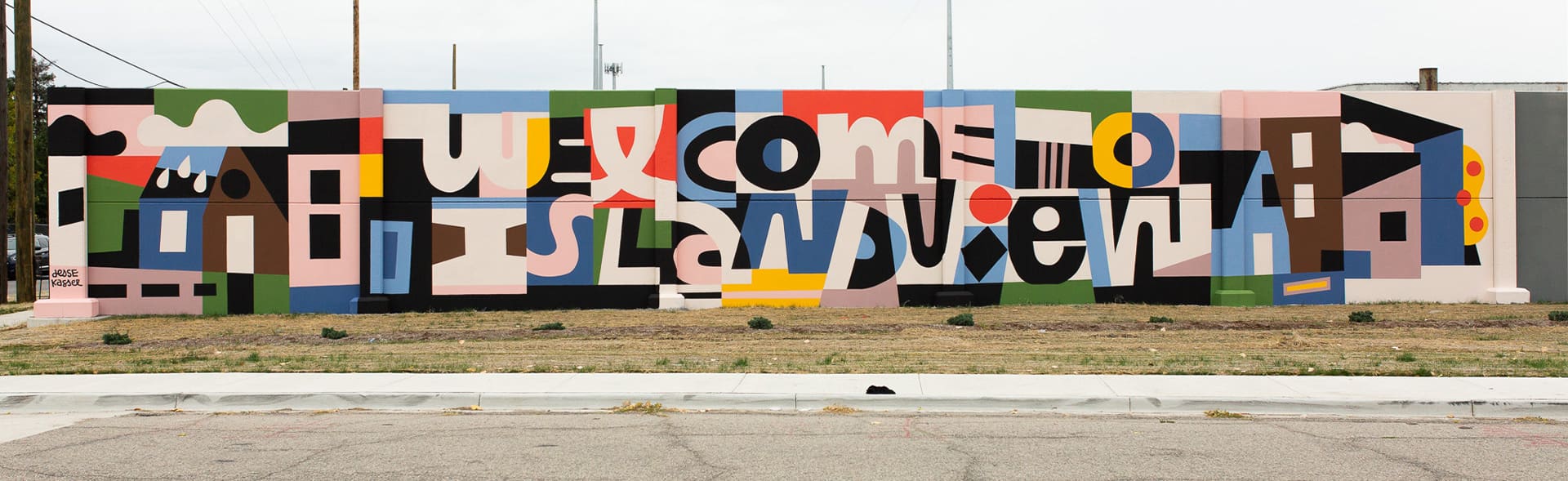 Kesse Kassel, ‘10 Illustration - colorful abstract painting for Murals in the Market festival in Detroit “Welcome to Islandview” for Murals In the Market Islandview Festival.