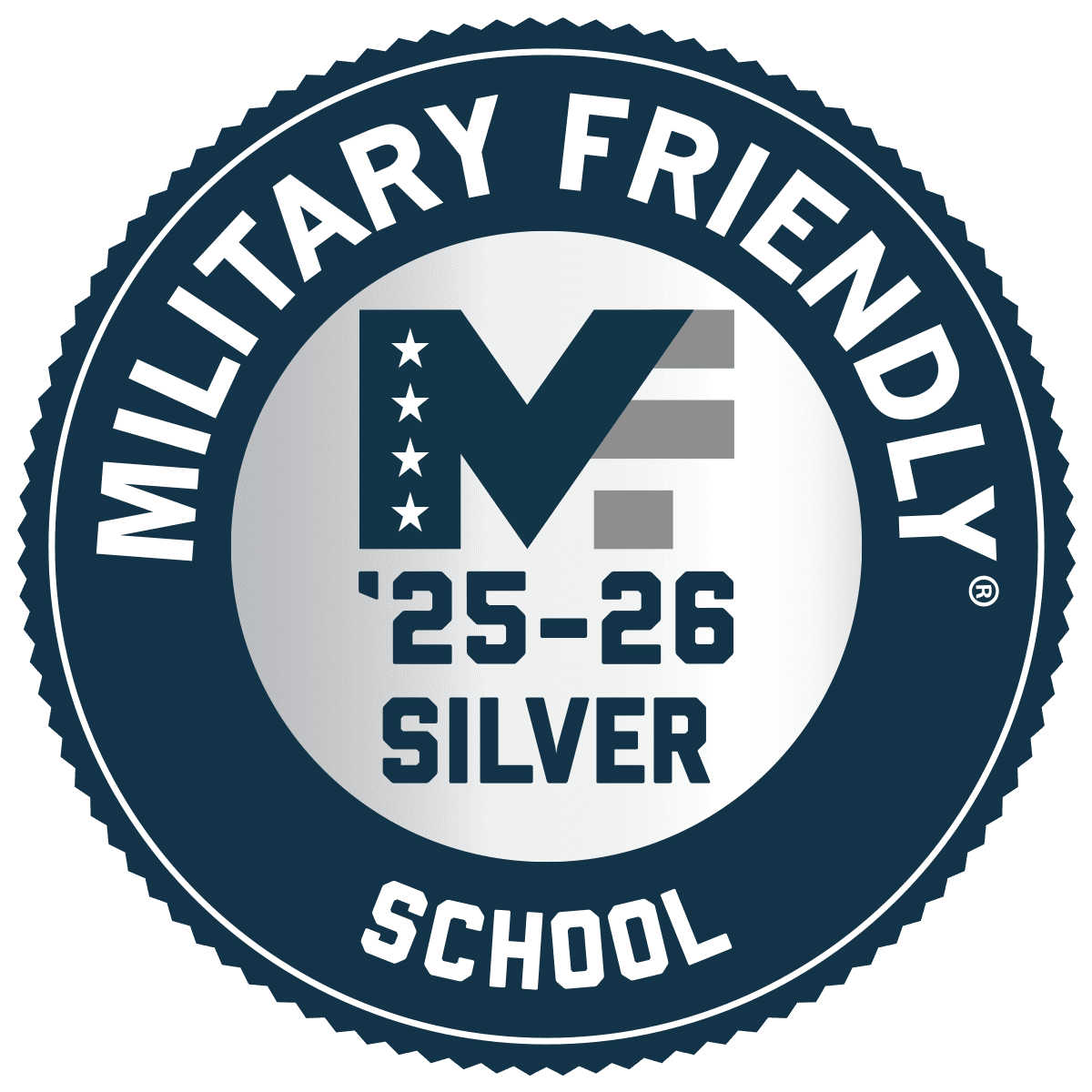 Military Friendly School Badge 2025-2026 Military Friendly School Silver Badge