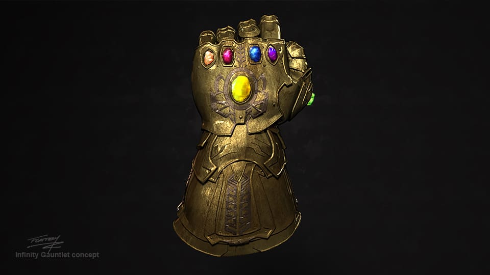 Tim Flattery Infinity Gauntlet Concept art of the Infinity Gauntlet for Avengers Infinity War by Tim Flattery