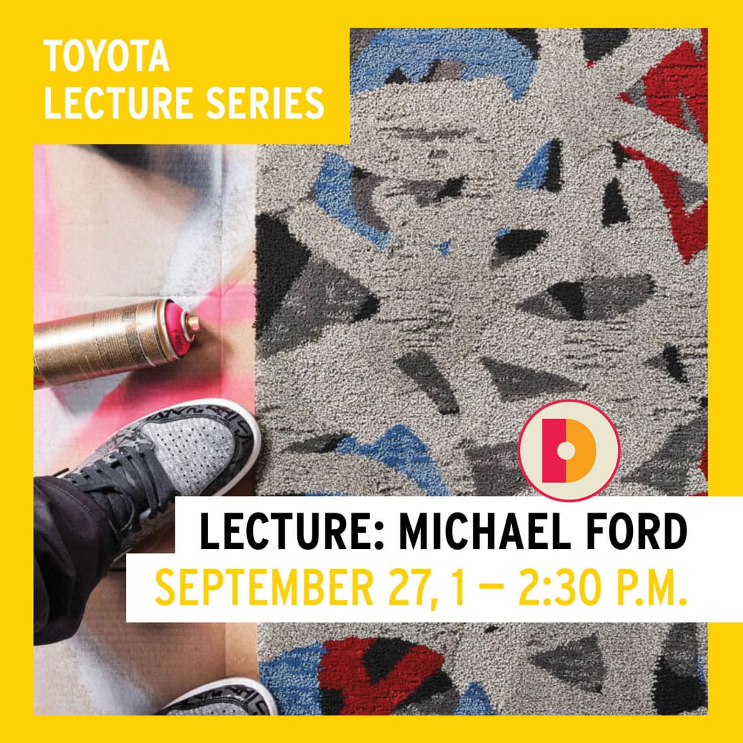 Promotional graphic for Michael Ford's lecture as part of the Toyota Lecture Series on September 27 from 1-2:30 P.M.