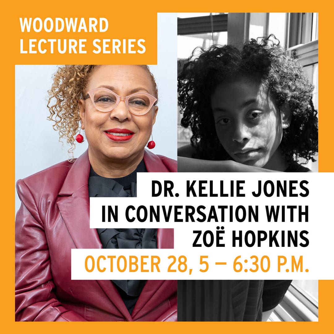 Promotional graphic for 'When the Land Speaks: Carlos Diaz' as part of the Woodward Lecture Series on October 28 from 5-6:30 P.M.