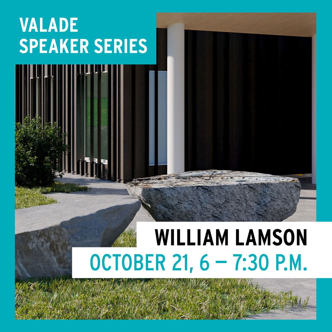 Promotional graphic for William Lamson – Valade Speaker Series on October 21 at 6-7:30 PM.