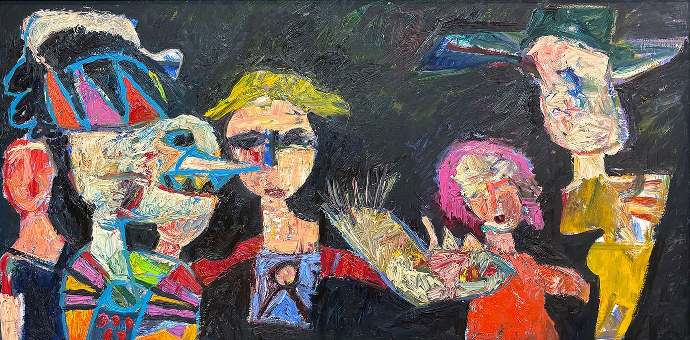 An oil on masonite painting titled