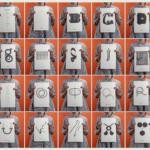 A grid of photos showing a person holding typographic art prints for "Mrs. Byrne's Dictionary".