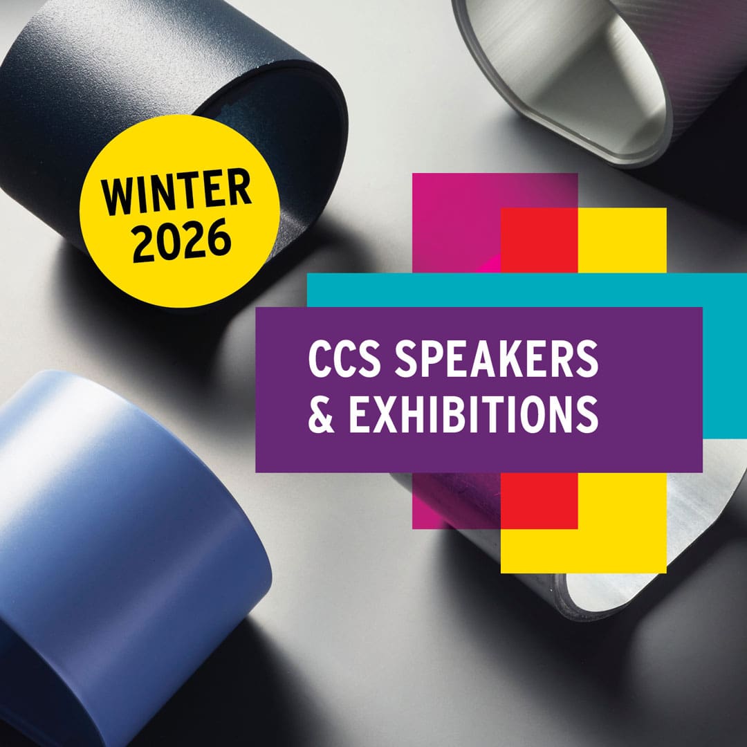 A promotional graphic for the Winter 2026 CCS Speakers & Exhibitions.