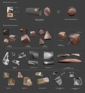 materials design for a vehicle using naturally occurring patterns within trees and rocks