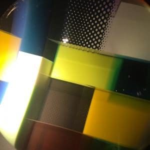 Close up photo of various multicolored glass sheets