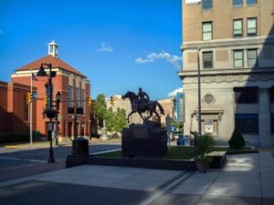 monument of a man riding a horse