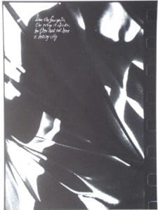 folds of a cloth with copy above