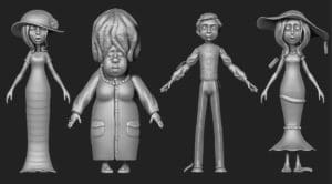 3d sculpt of a cast of four different people
