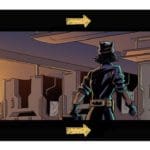 a figure wearing gloves and a utility belt and their back is turned